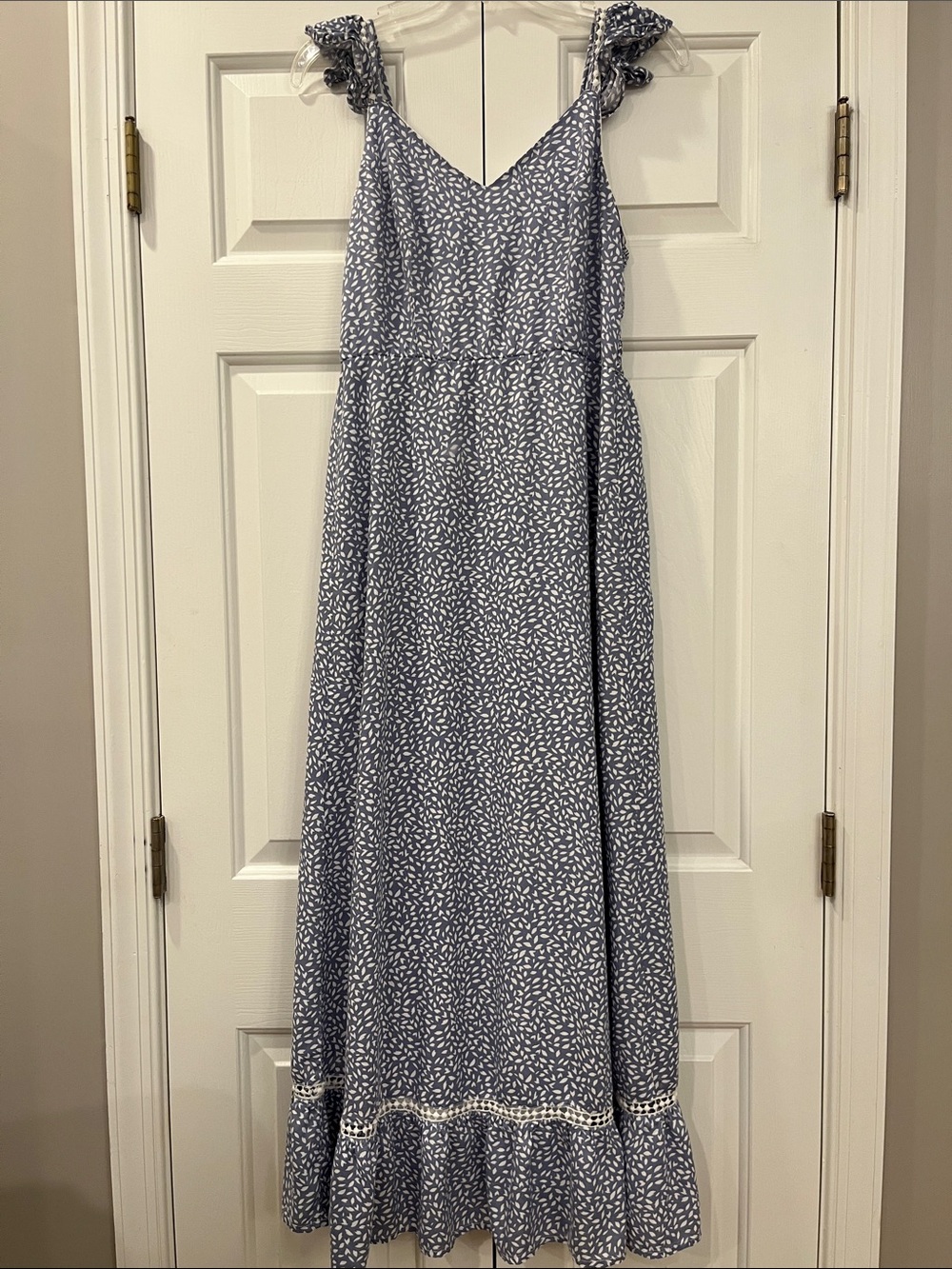 Japna Blue Floral Maxi Dress with Ruffle Straps size M